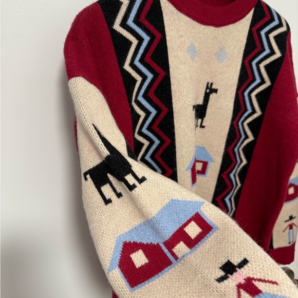 Peruvian Red Patterned Sweater - Picture 3 of 7